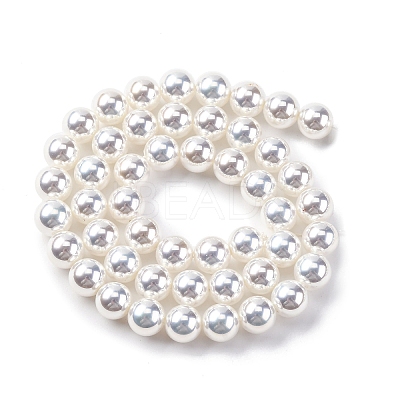 UV Plating Pearlized Glass Pearl Beads Strands GLAA-F128-01B-T1-1