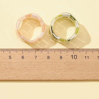 Resin Tartan Pattern Cuff Ring RJEW-FS0001-06-1