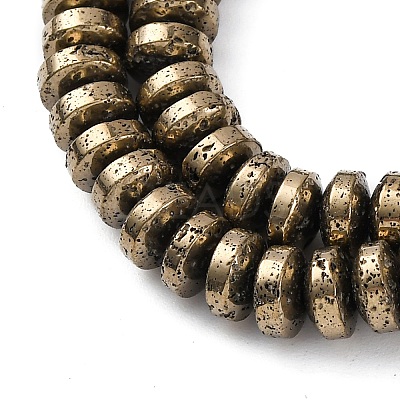 Electroplated Natural Lava Rock Beads Strands G-A256-E01-01A-1