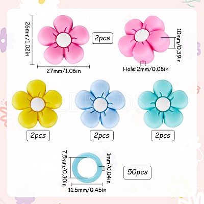 8Pcs 4 Colors Flower Silicone Beads Knitting Needle Protectors/Knitting Needle Stoppers DIY-SC0023-91-1