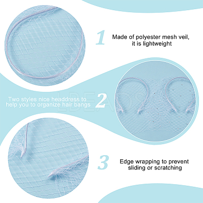 2Pcs 2 Colors Mesh Veil Cloth Hair Bands FIND-OC0003-95C-1