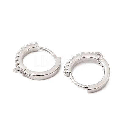 Brass Micro Pave Clear Cubic Zirconia Hoop Earring Findings KK-Z154-04P-1