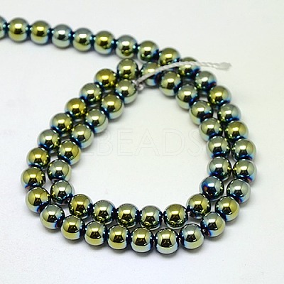 Electroplate Non-magnetic Synthetic Hematite Beads Strands G-J169A-4mm-06-1
