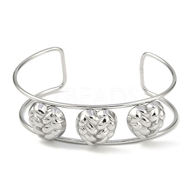 Non-Tarnish 304 Stainless Steel Wide Textured Open Cuff Bangles BJEW-Q348-05P-06-1