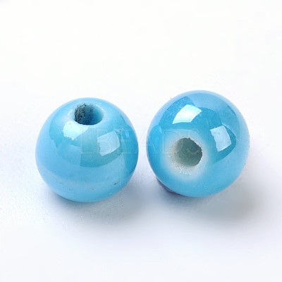 Glazed Porcelain Round Beads PORC-S489-6mm-08-1