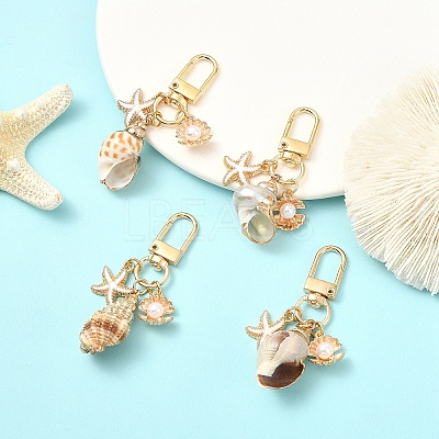 Electroplate Spiral Shell Pendant Decorations HJEW-YW00240-01-1