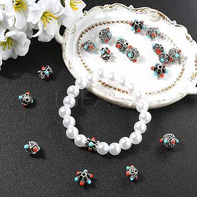 18Pcs 6 Styles Tibetan Style Alloy Beads FIND-CJ0005-74-1