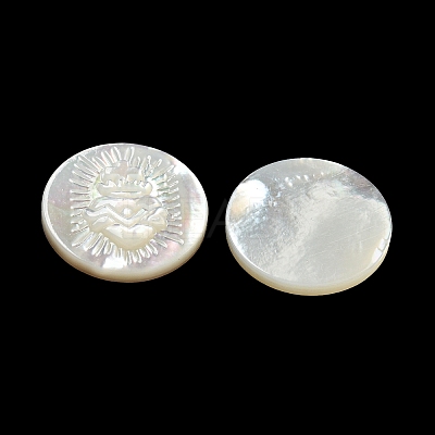 Carved Natural White Shell Cabochons SSHEL-N038-06B-08-1