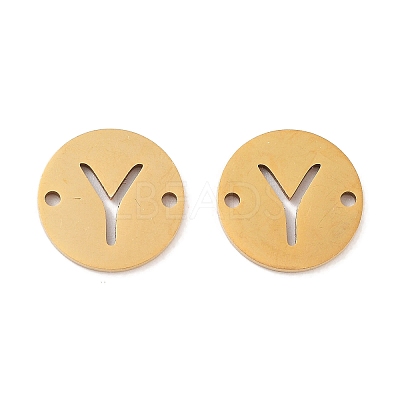 PVD Vacuum Plating 201 Stainless Steel Hollow Flat Round Links FIND-R149-03Y-G-1