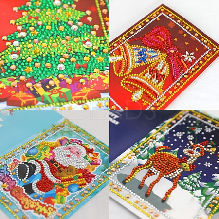 DIY Christmas Theme Diamond Painting Greeting Card Kits DIAM-PW0001-183-1