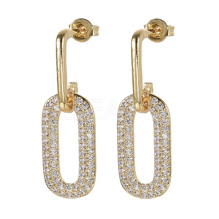 Brass Micro Pave Clear Cubic Zirconia Stud Earrings EJEW-F252-03G-1