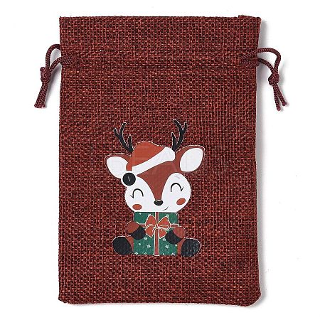 Christmas Theme Jute Cloth Storage Bags ABAG-F010-01A-06-1