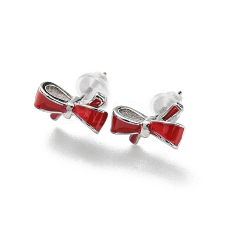 Christmas Theme Brass Stud Earrings EJEW-D062-01H-P-1