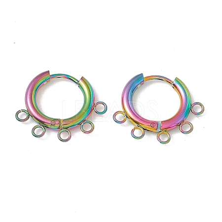 Rainbow Color Ion Plating(IP) 304 Stainless Steel Hoop Earring Findings LS-STAS-D183-01M-1
