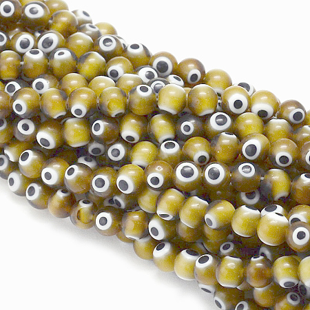 Handmade Evil Eye Lampwork Round Bead Strands LAMP-L055-8mm-02-1