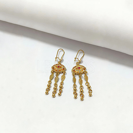 Ethnic Style Brass Micro Pave Cubic Zirconia Tassel Chandelier Earrings for Women DU1542-1