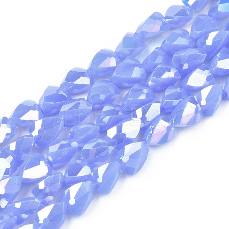 Electroplate Opaque Solid Color Glass Beads Strands EGLA-N002-24-A01-1