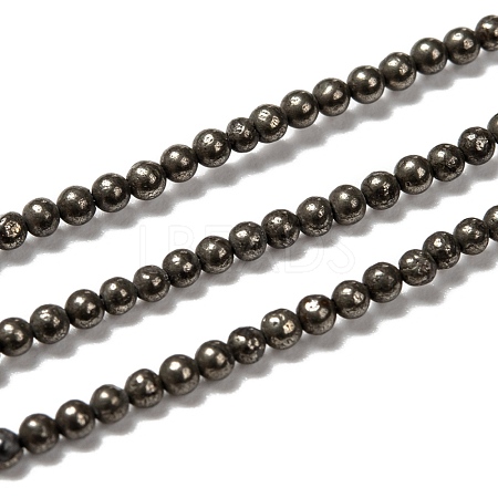 Natural Pyrite Beads Strands G-L031-2mm-01-1