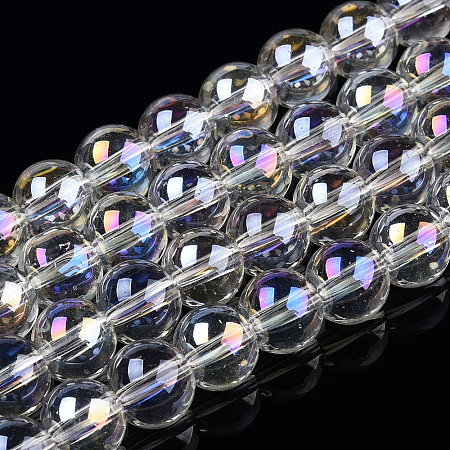 Electroplate Transparent Glass Beads Strands GLAA-T032-T10mm-AB13-1