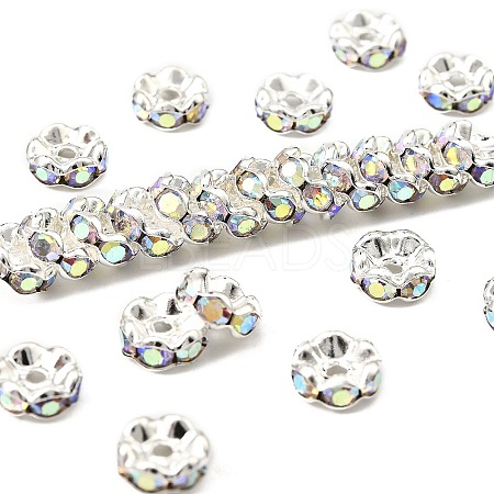 Brass Rhinestone Spacer Beads RB-A014-L8mm-28S-1