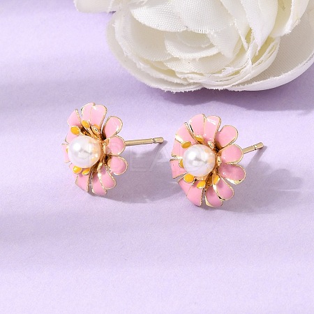 Brass Enamel Stud Earrings KK-CBA8324-27G-01-1