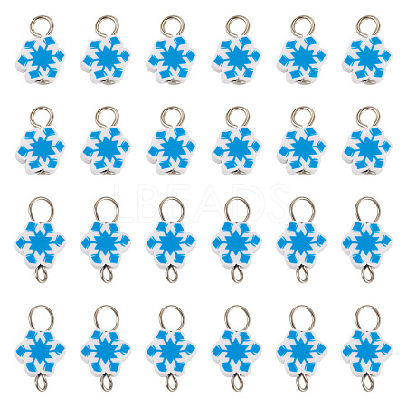 100Pcs 2 Style Christmas Handmade Polymer Clay Pendant and Connector Charms PALLOY-TAC0250-1