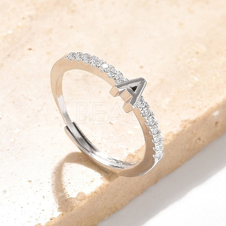 S925 Sterling Silver Adjustable Letter Rings for Women RJEW-M068-01P-A-1