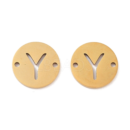PVD Vacuum Plating 201 Stainless Steel Hollow Flat Round Links FIND-R149-03Y-G-1