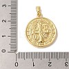 Rack Plating Brass Pave Shell Saint Benedict Medal Pendants KK-L220-026G-3