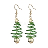 2 Pairs 2 Colors Christma Tree Electroplated Synthetic Non-magnetic Hematite & Aluminum Wire Dangle Earrings EJEW-JE05908-4