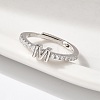 S925 Sterling Silver Adjustable Letter Rings for Women RJEW-M068-01P-M-5