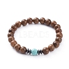 Unisex Wood Beads Stretch Bracelets BJEW-JB04965-05-1