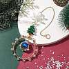 Christmas Wire Wrapped Glass Beads Ring Hanging Ornaments HJEW-TA00202-2