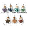 7Pcs 7 Styles Natural & Synthetic Mixed Stone Chip Heart Glass Wishing Bottle Pendants PALLOY-JF02502-2