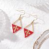 Handmade Glass Seed Beads Rhombus Dangle Earrings EJEW-MZ00542-02-1