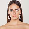 4 Pairs 4 Styles Round & Rectangle & Polygon & Ring Brass Dangle Hoop Earrings EJEW-AN0003-06-5