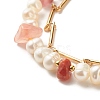 Natural Mixed Stone & Pearl Beads Double Layered Bracelets Set BJEW-TA00025-5