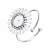 Non-Tarnish 304 Stainless Steel Open Cuff Finger Ring Cabochon Settings STAS-T060-14P-3