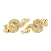 Brass Micro Pave Clear Cubic Zirconia Connector Charms KK-Q775-08G-2