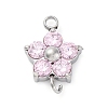 304 Stainless Steel Micro Pave Cubic Zirconia Flower Connector Charms STAS-U042-01P-01-1