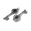 Key Brass Natural Black Agate Big Pendants KK-D361-01AS-15-2