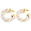 Brass & PU Leather Twist Stud Earrings EJEW-K293-19G-01-1