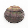 Flat Round Black Lip Shell Pendants SHEL-R009-29-2