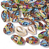 Printed Natural Cowrie Shell Beads X-SSHEL-R047-01-D05-1
