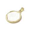 Brass Pave Shell Pendants KK-I708-13B-G-2
