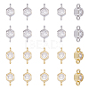 20Pcs 2 Colors Rack Plating Brass Pave Clear Cubic Zirconia Connector Charms KK-FI0001-05-1