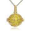 Golden Tone Brass Hollow Round Cage Pendants KK-J231-01G-1