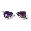 Natural Amethyst Love Heart Pendants G-T138-205A-P-2