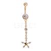 Piercing Jewelry Real 18K Gold Plated Brass Rhinestone Star Navel Ring Belly Rings AJEW-EE0001-69-1