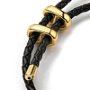 Brass Column Bar Link Bracelet with Leather Cords BJEW-G675-05G-11-3